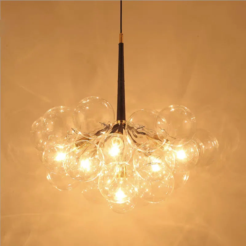 Nordic Colorful/Clear Bubble LED Ceiling Chandelier Hanging Lamps for Dining Table Kids Room Balloon Home Decor Lights