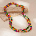 Boho Double-Layer Shell & Irregular Bead Long Necklace – Vintage Summer Jewelry