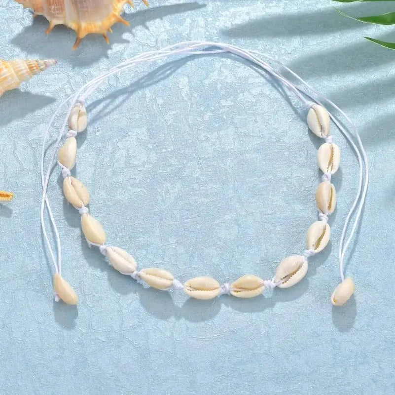 Boho Conch & Cowrie Shell Necklace – Handmade Beach Choker or Bracelet