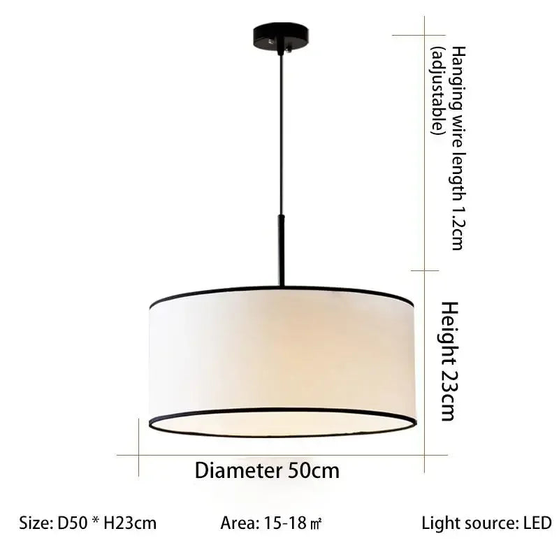 Vintage Nordic Fabric Hanging Lamp for Kitchen Restaurant Living Room Home Decor Suspension Luminaire Cloth Pendant Light