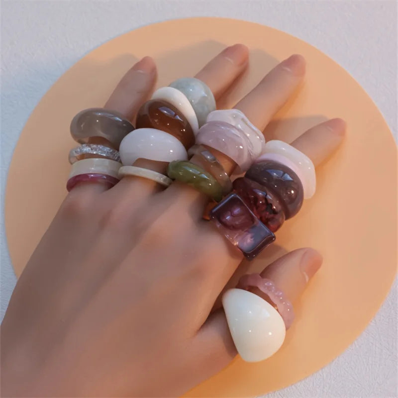 Boho 21-Piece Multicolor Flower Ring Set – Retro Stackable Layering Rings for Women