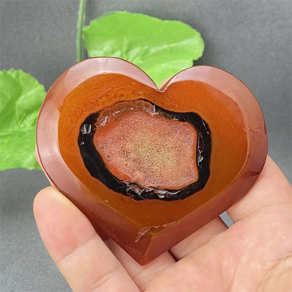 Natural Red Agate Geode Heart – Crystal Home Decor & Feng Shui Gift