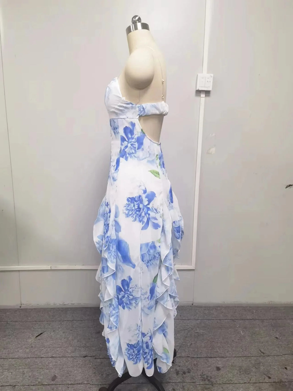 Floral Camisole Boho Maxi Dress | Bare Shoulder Ruffle A-Line