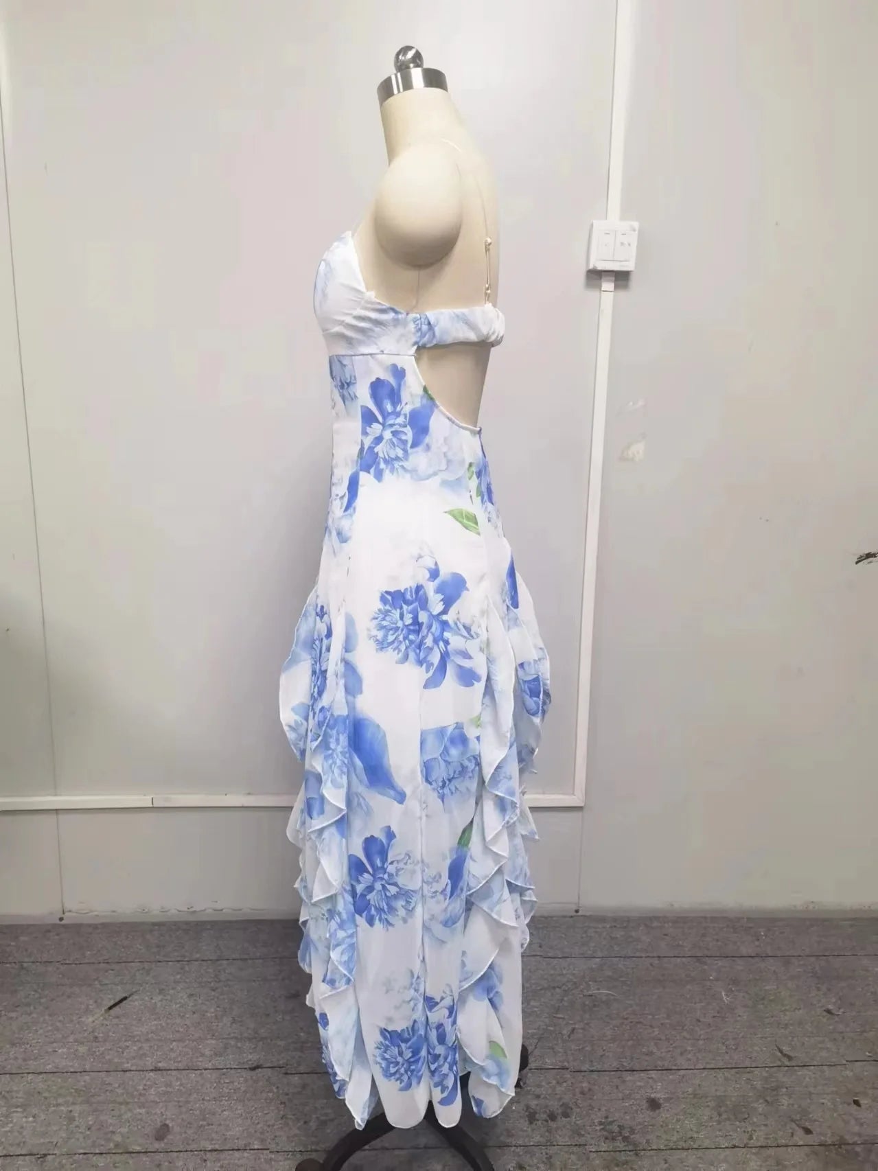 Floral Camisole Boho Maxi Dress | Bare Shoulder Ruffle A-Line