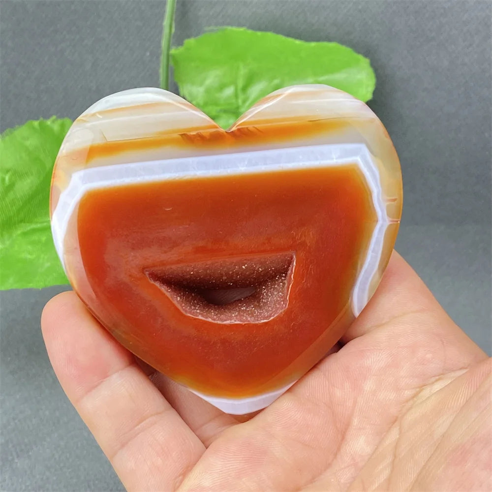 Natural Red Agate Geode Heart – Crystal Home Decor & Feng Shui Gift