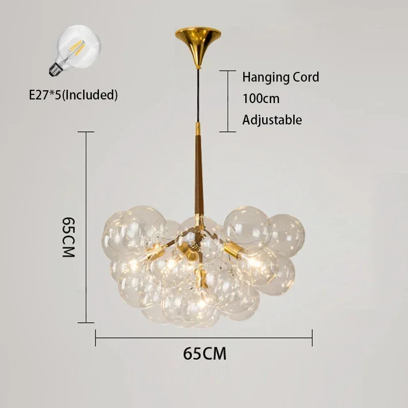 Nordic Colorful/Clear Bubble LED Ceiling Chandelier Hanging Lamps for Dining Table Kids Room Balloon Home Decor Lights