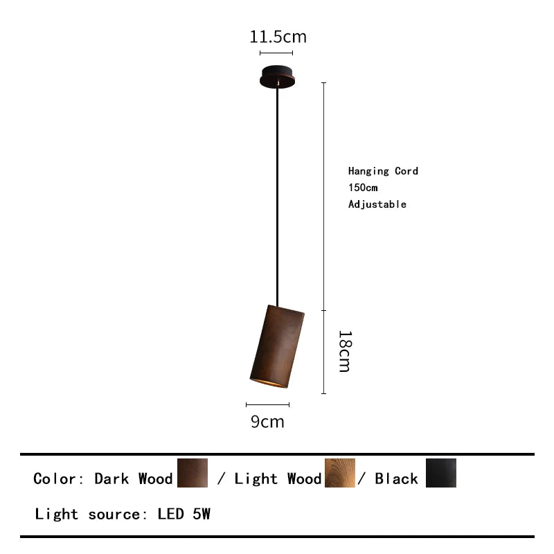 Modern Wooden Lamp for Dining Table Pendant Light Fixture Bedside Art Design Restaurant Solid Wood Lustres Home Decor