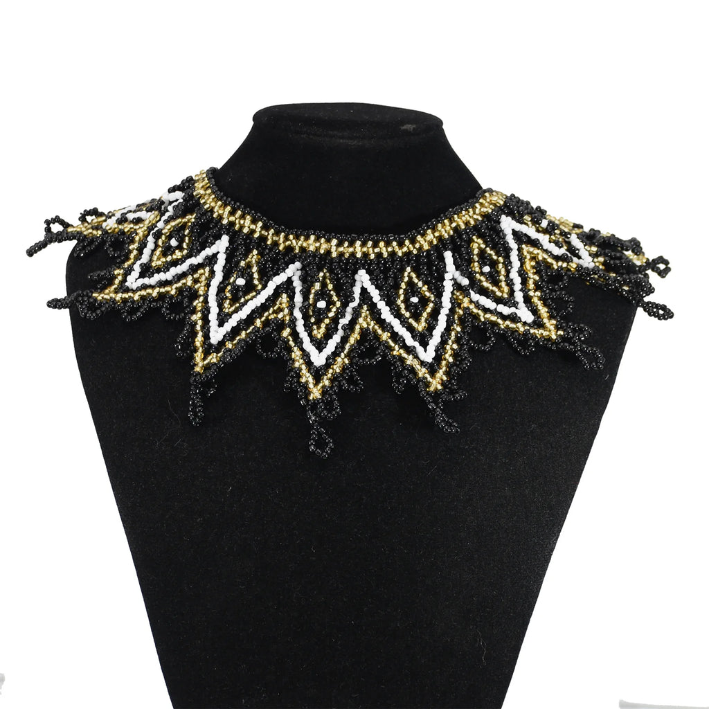 Boho Ethnic Statement Choker Necklace – Handmade Layered Collar Necklace