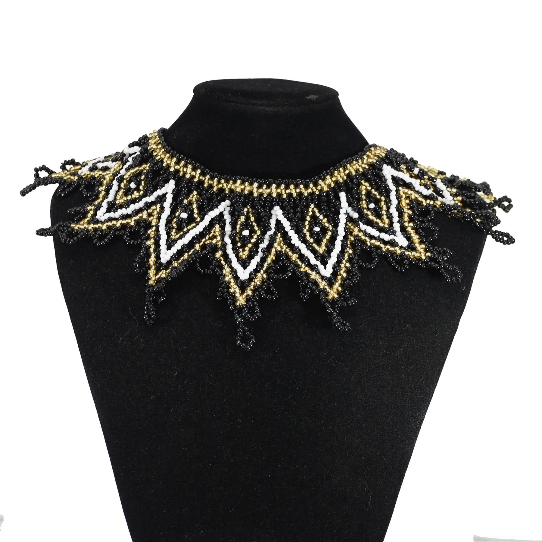 Boho Ethnic Statement Choker Necklace – Handmade Layered Collar Necklace