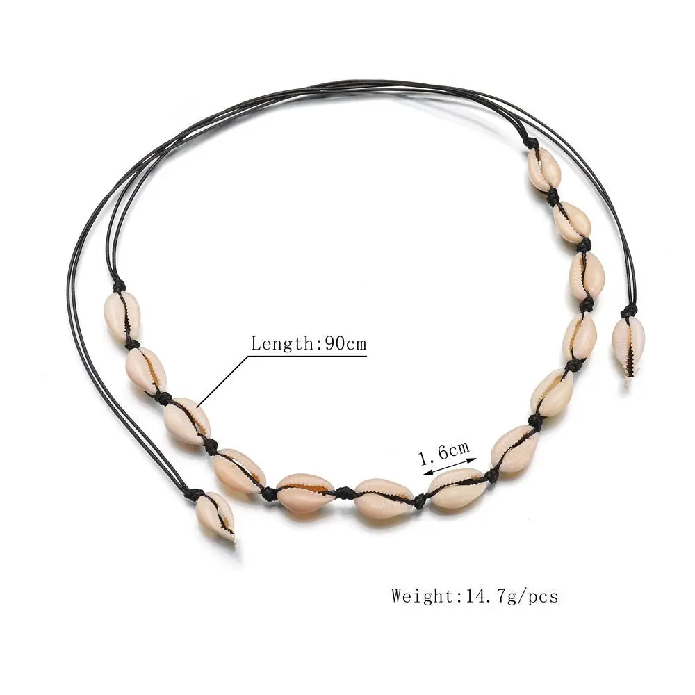 Boho Conch & Cowrie Shell Necklace – Handmade Beach Choker or Bracelet