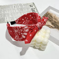 Boho Bow Print Wide Headband – Vintage Silk Cross-Knot Hair Hoop