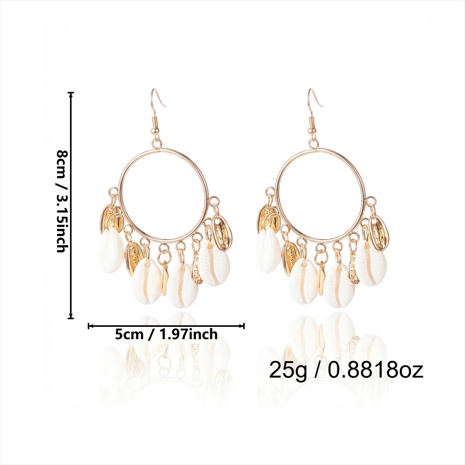 Boho Festival Statement Chandelier Earrings – Shell Tassel Dangle Drop Earrings