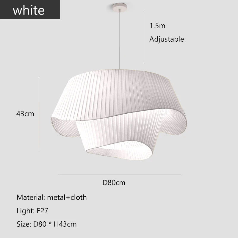 Nordic Minimalist Wabi-sabi Vintage Cream Wind Fabric Led Pendant Lights Living Dining Room Bedroom Home Decor Lamp Chandelier