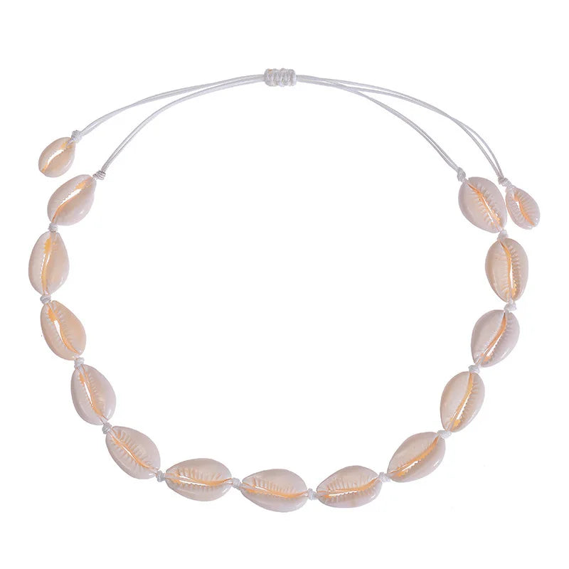 Boho Conch & Cowrie Shell Necklace – Handmade Beach Choker or Bracelet