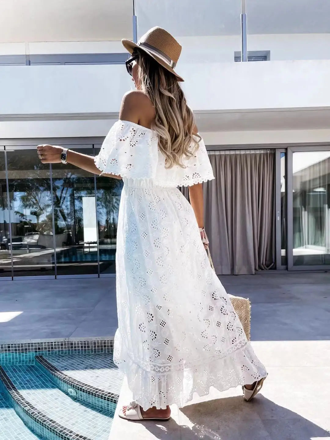 Boho Lace Embroidery Maxi Dress | Long Sleeve Beach Tunic