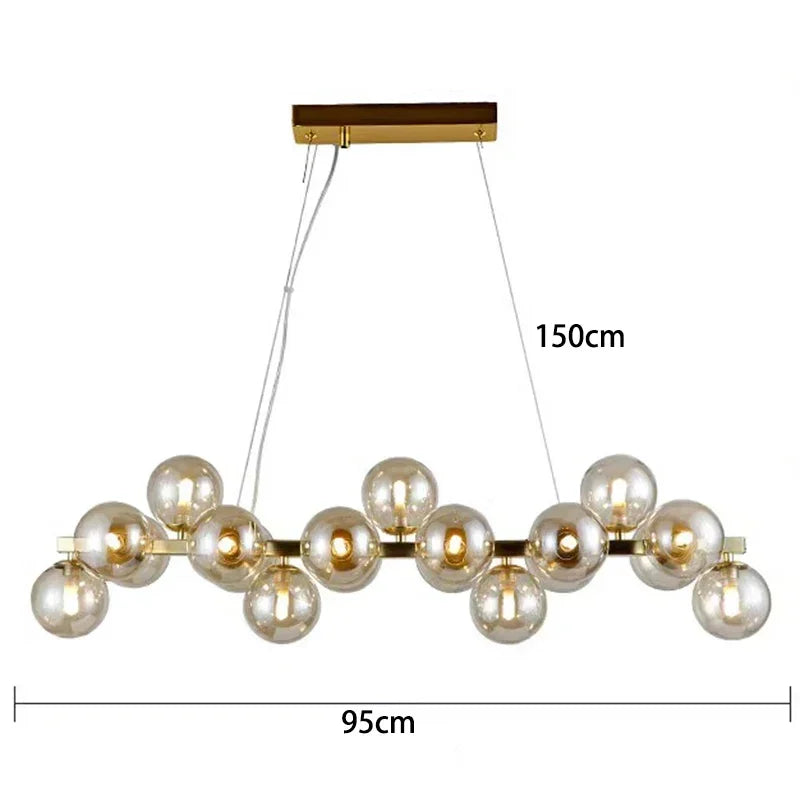 Modern Clear White Glass Bubble Pendant Lamp Round Chandelier Light Fixture for Living Dining Room Bedroom Kitchen Home Decor