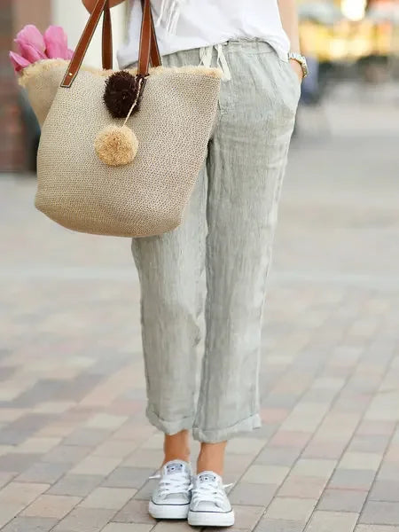 Women's High Waist Harem Pants – Casual Drawstring Ankle Trousers