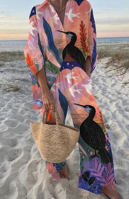Boho Print Shirt & Pants Set | Loose Long Sleeve Button-Up Co-ord