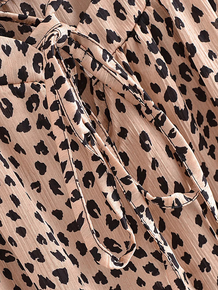 Leopard Print Boho Maxi Dress | Backless Spaghetti Strap