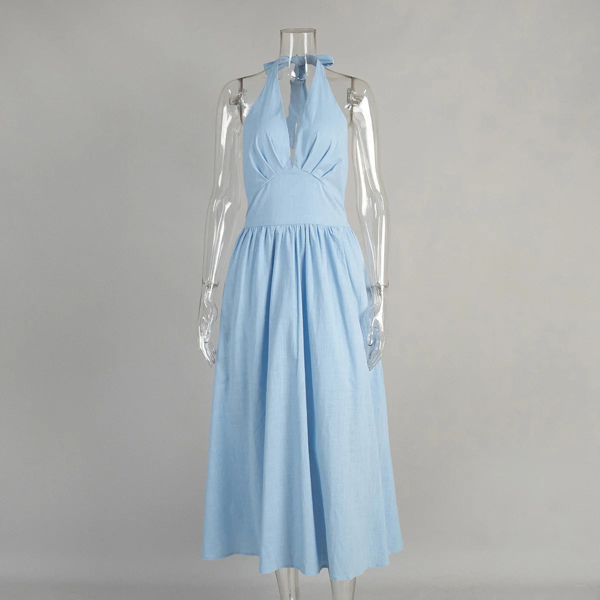 2025 New Women Summer Cotton Long Dress Sleeveless Sexy V-Neck Boho Maxi Dress Loose Style Long Dress Vestidos Clothes