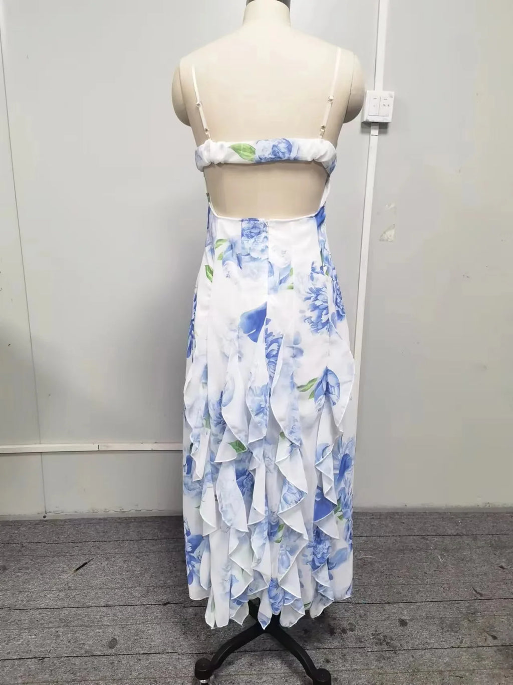 Floral Camisole Boho Maxi Dress | Bare Shoulder Ruffle A-Line