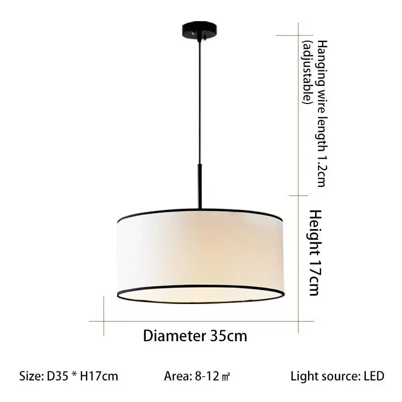 Vintage Nordic Fabric Hanging Lamp for Kitchen Restaurant Living Room Home Decor Suspension Luminaire Cloth Pendant Light