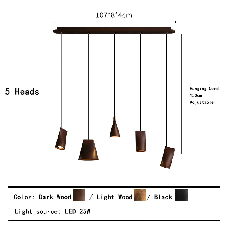 Modern Wooden Lamp for Dining Table Pendant Light Fixture Bedside Art Design Restaurant Solid Wood Lustres Home Decor