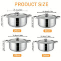 4pcs Stainless Steel Cookware Set with Heat Conduction Simmering Feature - Perfect for Soup, Noodles & More | Essential Kitchen