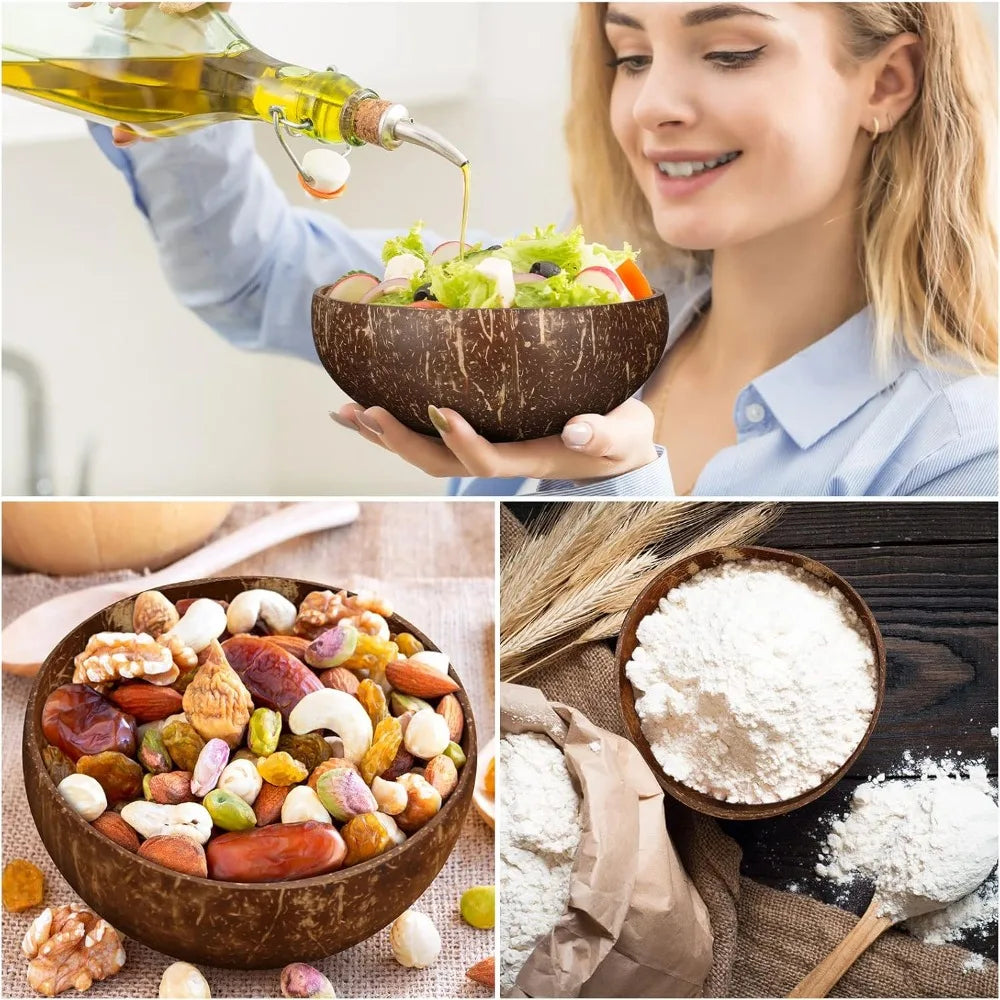 Polished Coconut Bowl & Wooden Spoon Set | Natural Eco-Friendly Smoothie Bowl