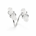 Boho Natural Clear Quartz Raw Crystal Open Ring – Healing Energy Stone Ring