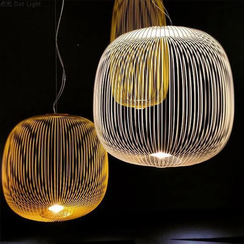 Modern Creative Iron Spokes Pendant Lights Minimalist Birdcage Chandelier for Living RoomDining Room Home Decor Hanging Lamp