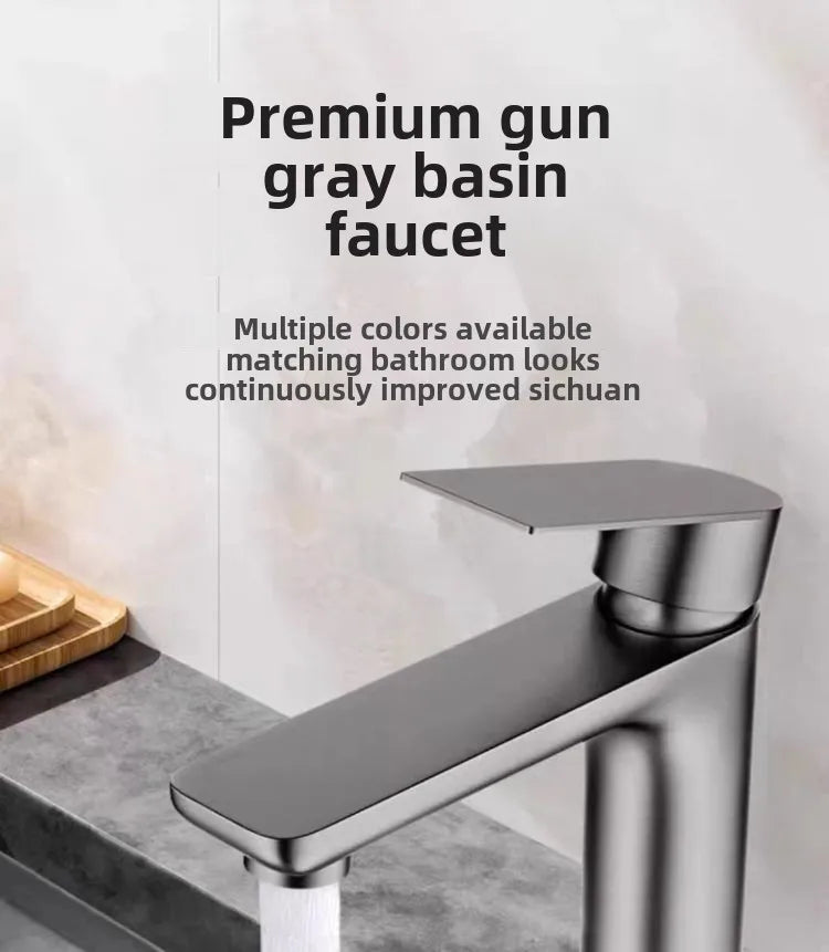 Copper Bathroom Basin Faucet | Single Handle Hot & Cold Countertop Tap