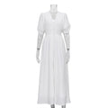 Deep V-Neck Empire Waist Maxi Dress | Boho Flying Sleeve