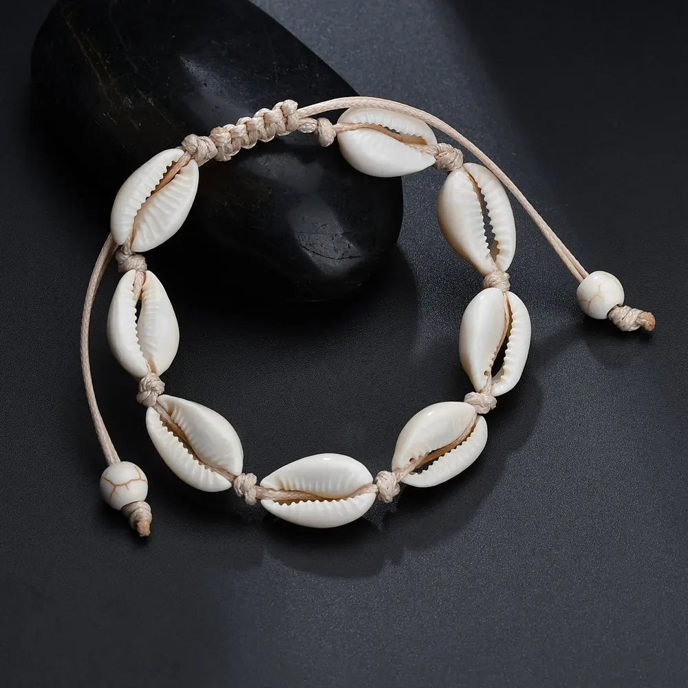 Boho Conch & Cowrie Shell Necklace – Handmade Beach Choker or Bracelet