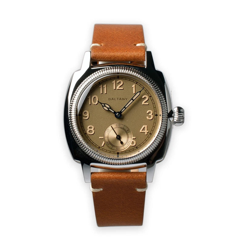 Vintage Dress Watch S4036 Sub Seconds Cathedral Heat Treated Blue Hands Retro Luminous 100M Water Resistant Mechaincal Watch