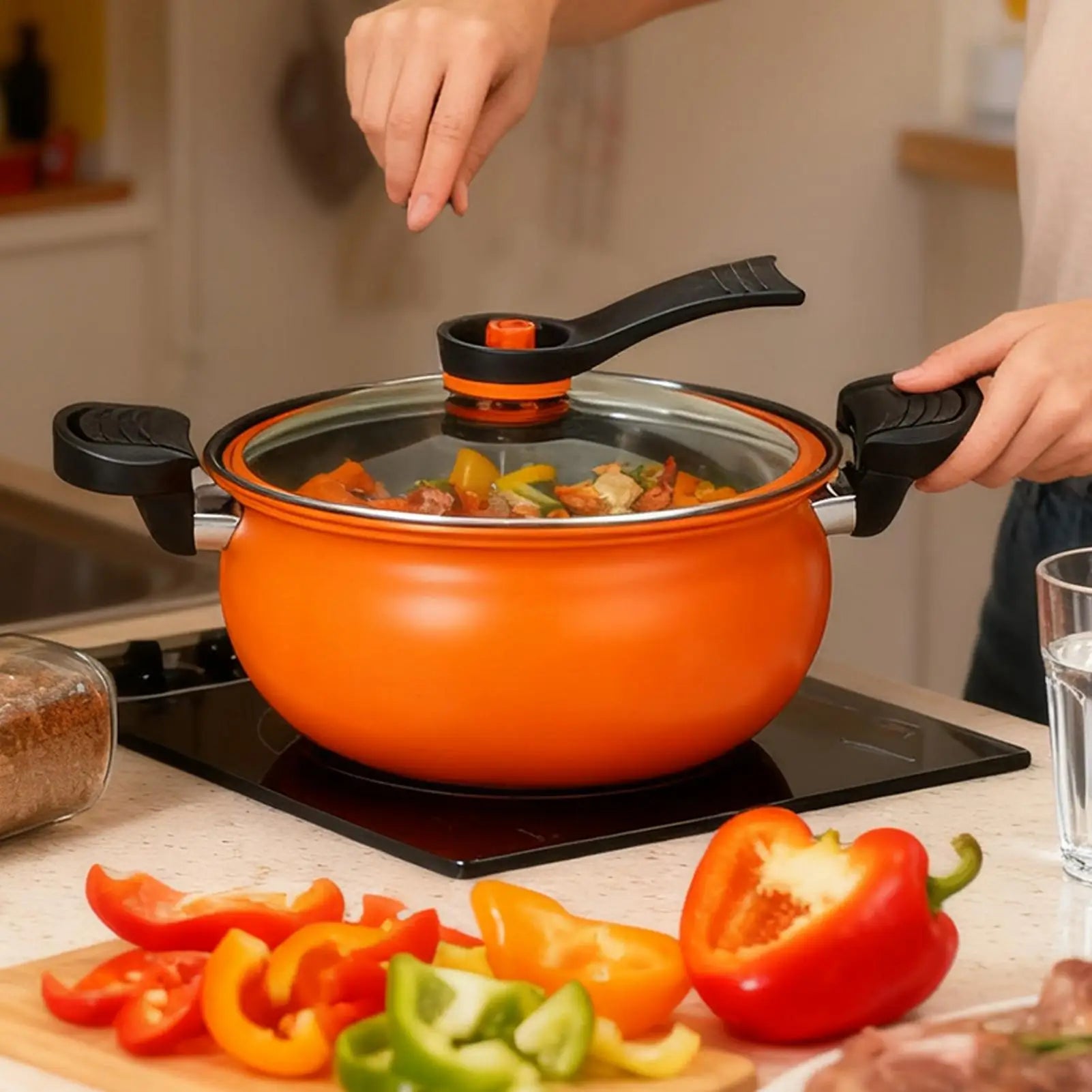 Cast Iron Dutch Oven | Large Non-Stick Cooking Pot with Lid for Gas & Induction
