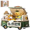 Rolife Wooden 3D Puzzle Leo's Coffee Truck Model Building Kit DIY Minature Dollhouse Toys for Home Decor Gift for Adults Kids