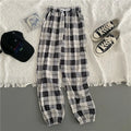 Pants Women New Bunch of Feet Fashion Loose Black Plaid Summer Harajuku Students Streetwear Harem Long Trousers Womens Chic