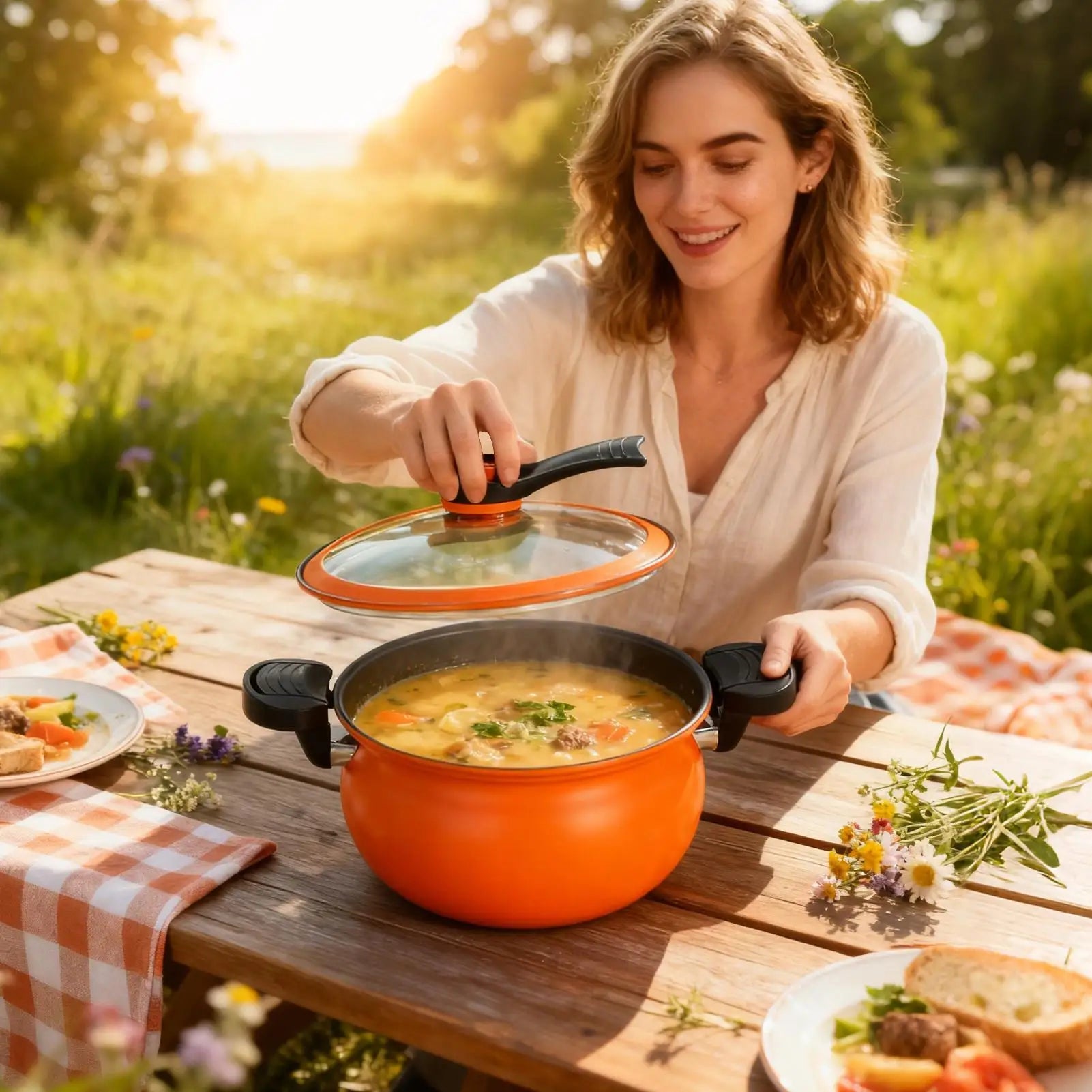 Cast Iron Dutch Oven | Large Non-Stick Cooking Pot with Lid for Gas & Induction