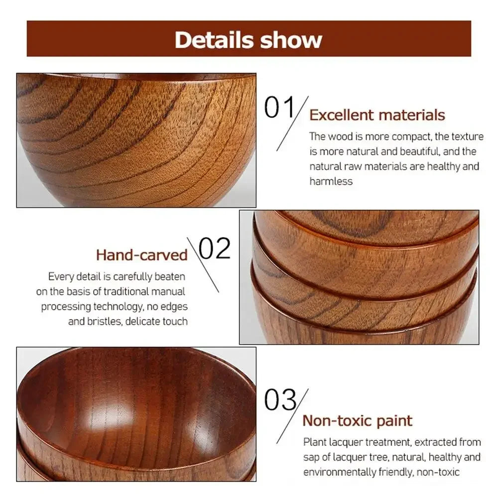 Japanese Style Wooden Bowl | Natural Handcrafted Wood Bowl for Everyday Use