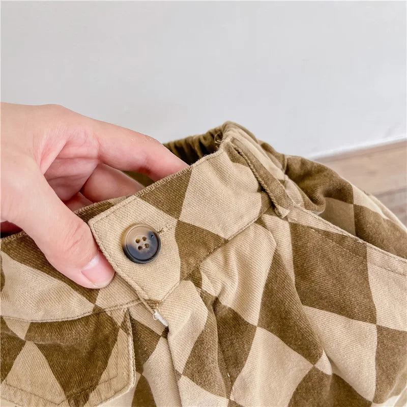 Plaid Harem Pants Casual  2025 Spring and Autumn New Collection Simple and Cute Korean All-match Nine Point Pants