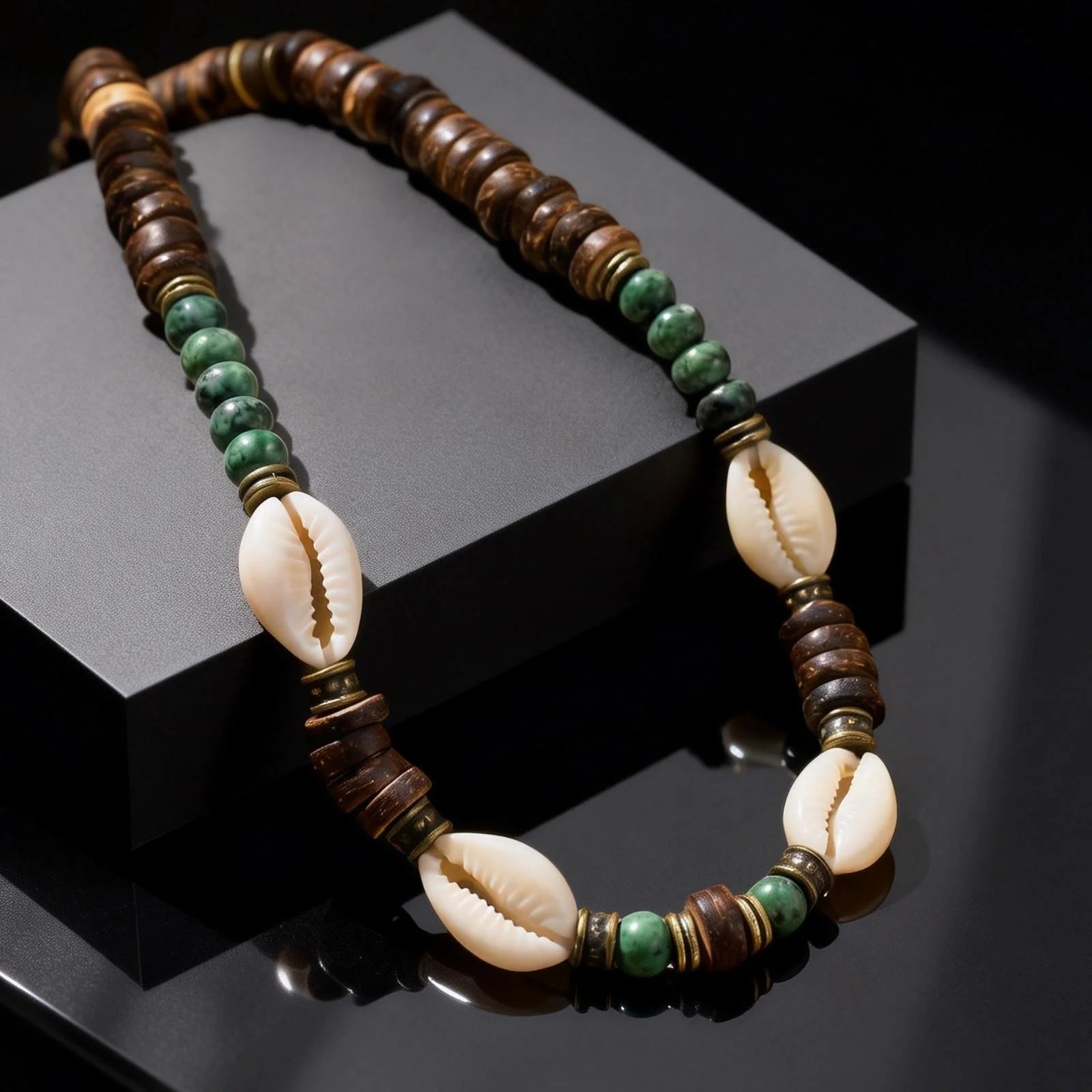Boho Coconut Shell & Conch Charm Necklace | Adjustable Ocean Beach Jewelry