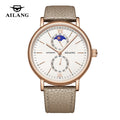 AILANG New Simple Quartz Watch for Men High Quality Leather Strap Waterproof Luminous Moon Phase Mens Watches Top Brand Luxury