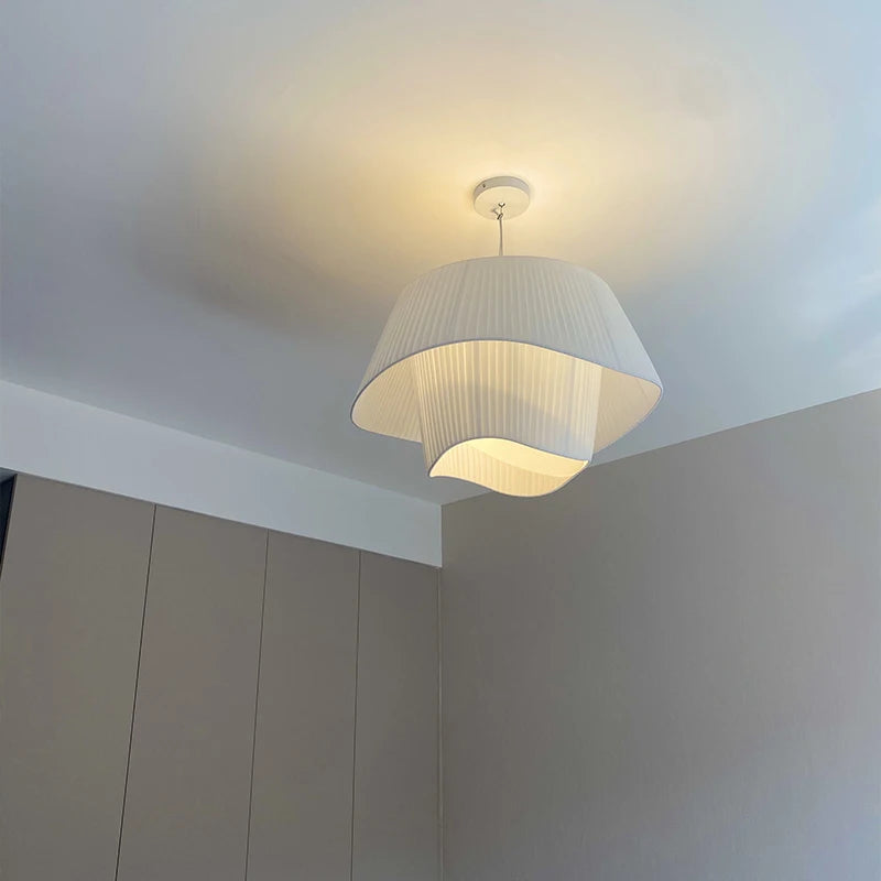 Nordic Minimalist Wabi-sabi Vintage Cream Wind Fabric Led Pendant Lights Living Dining Room Bedroom Home Decor Lamp Chandelier