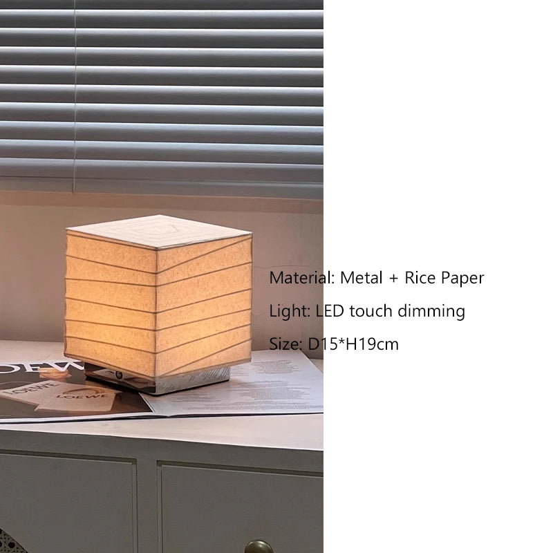 Nordic Minimalist Wabi Sabi  Rice Paper Table Lamp Living Room Bedroom Home Decor Indoor Lighting Study Bedside Reading Light