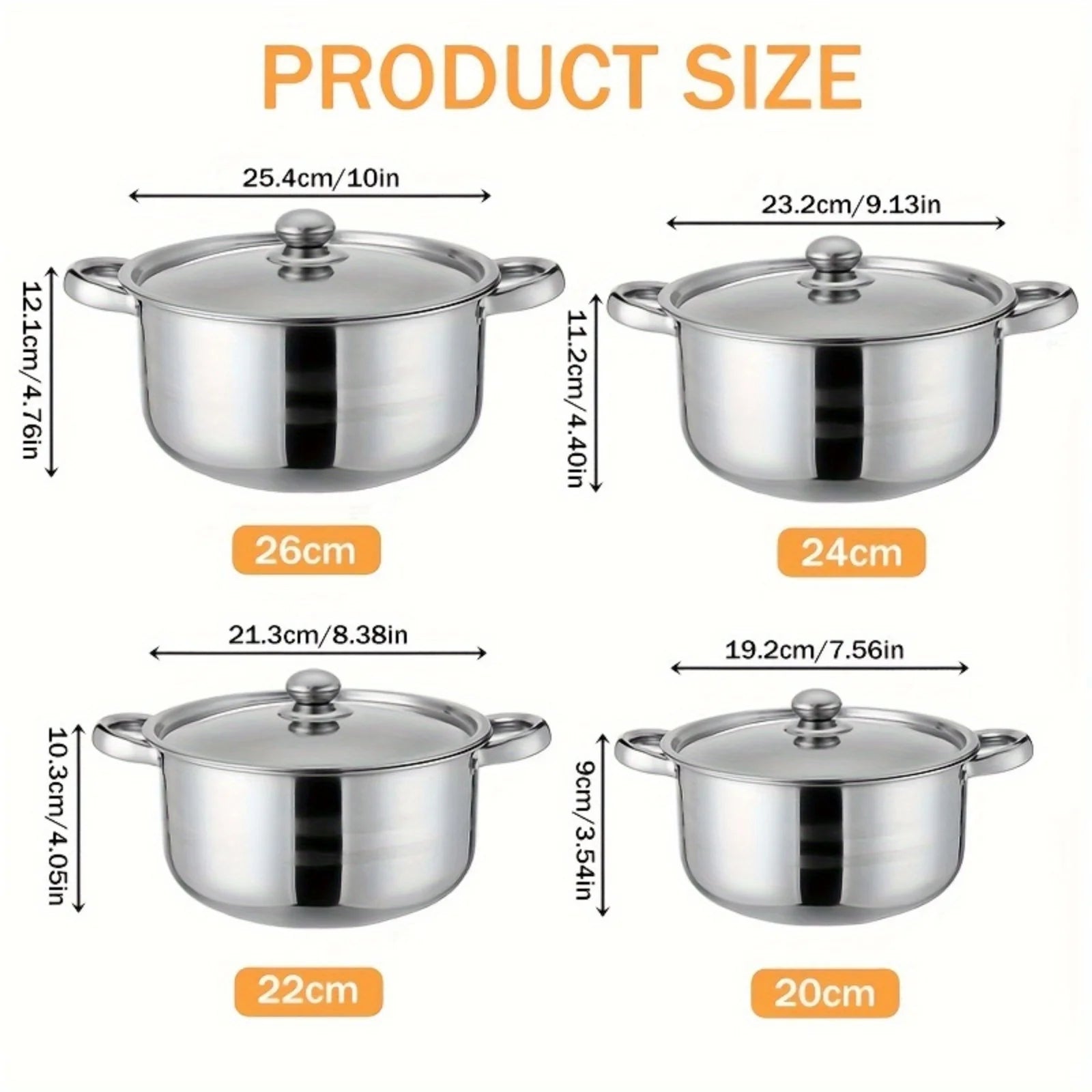 4pcs Stainless Steel Cookware Set with Heat Conduction Simmering Feature - Perfect for Soup, Noodles & More | Essential Kitchen