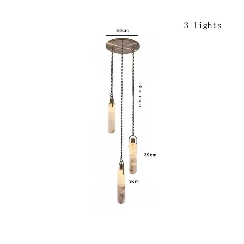Modern Marble Pendant Light Luxury Solid Brass Multi-Light Ceiling Lamp for Living Room Dining Room Loft Staircase Home Decor