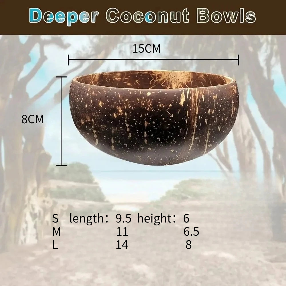Polished Coconut Bowl & Wooden Spoon Set | Natural Eco-Friendly Smoothie Bowl