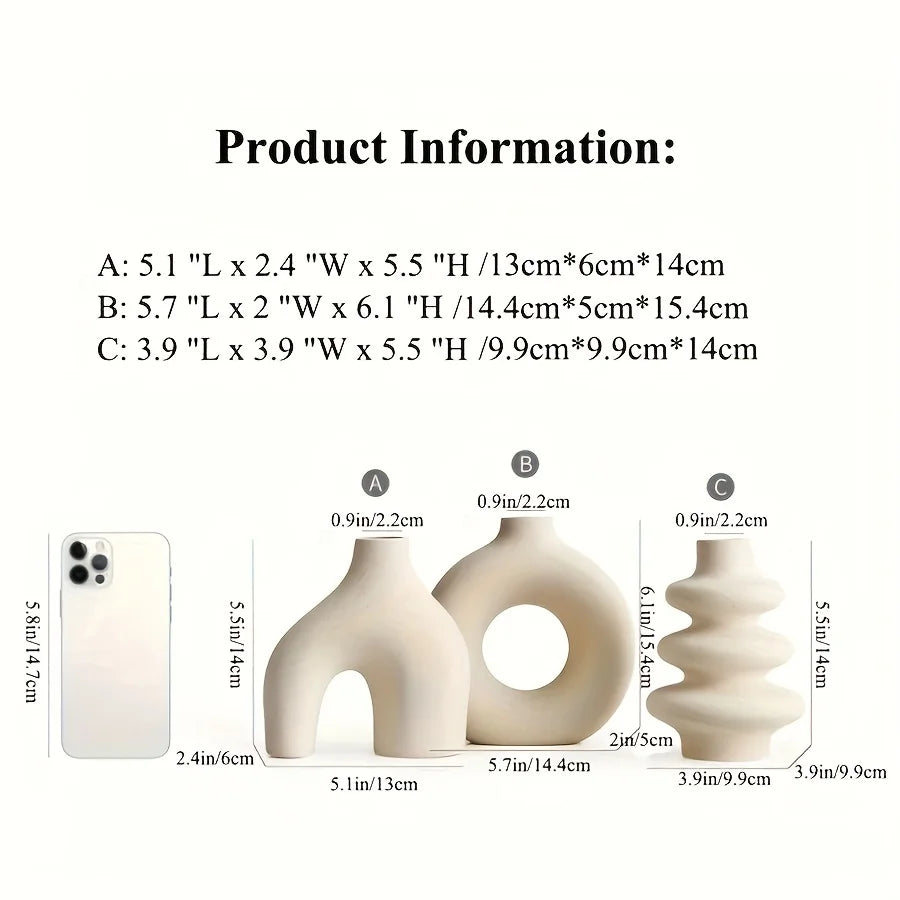 Bohemian Ceramic Vase Set | Decorative Home & Wedding Decor