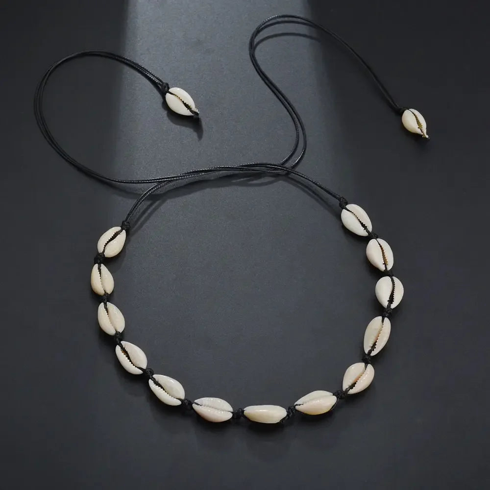 Boho Conch & Cowrie Shell Necklace – Handmade Beach Choker or Bracelet